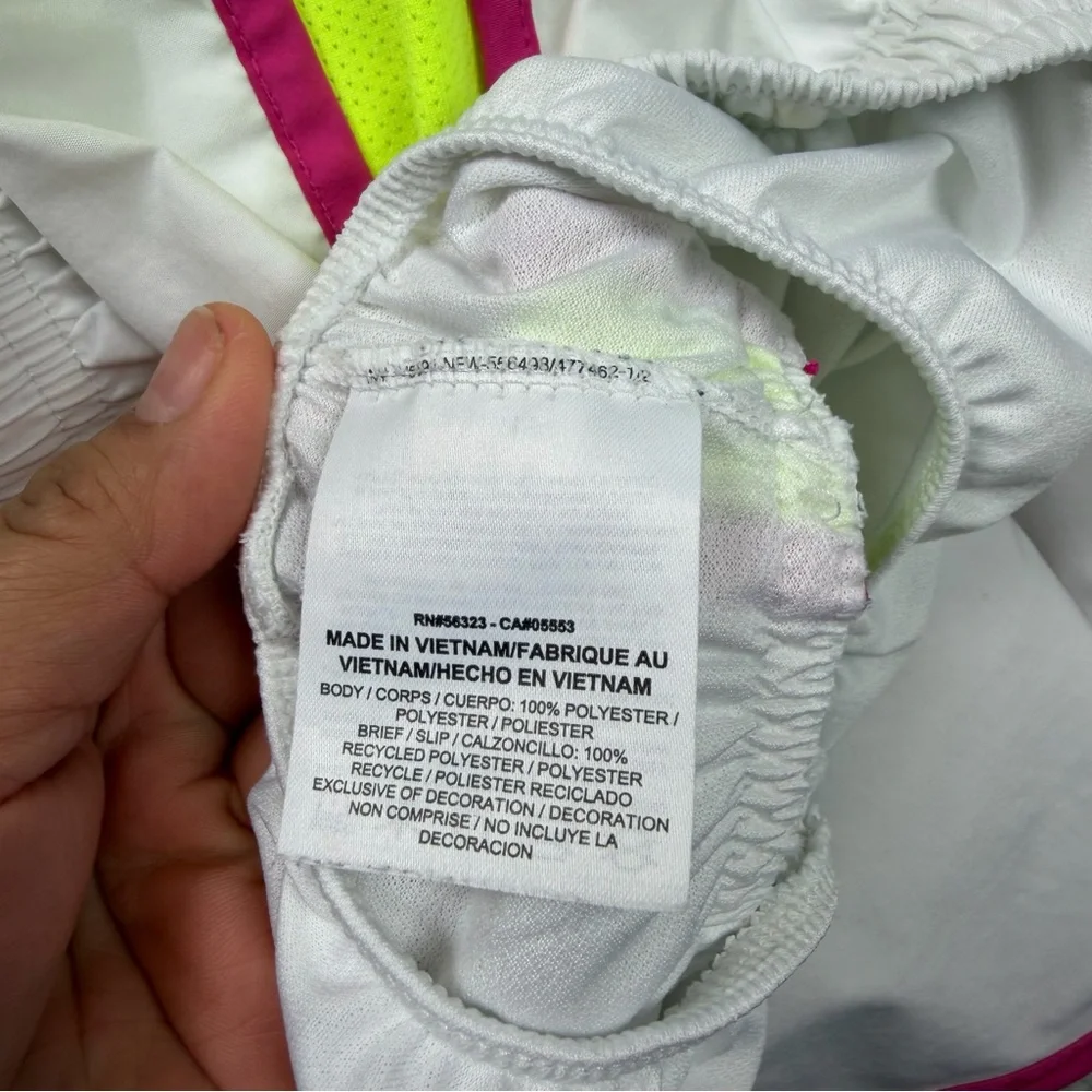 Women’s Nike Dri Fit White/pink/neon Yellow Lined Running Shorts Size Medium - Picture 12 of 14